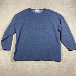 Metro 212 Pullover Top Womens Large Blue Textured Knit Long Sleeve Crewneck